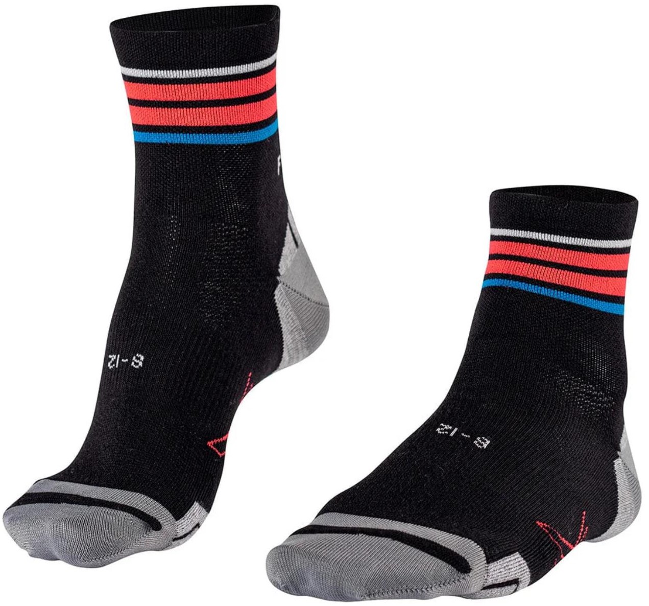 Falke Bike Pedal Pressure Free Mid Calf Black Stripped Men's Socks