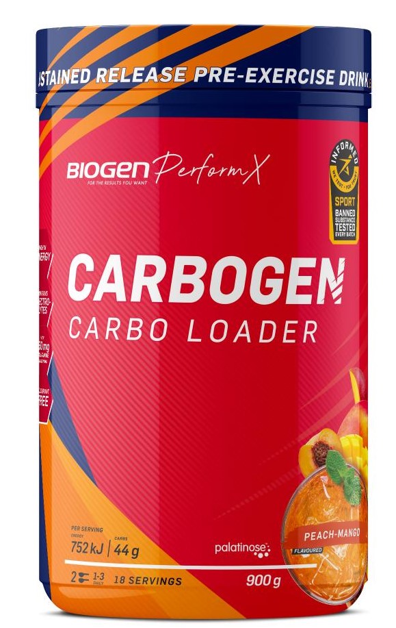 Biogen Carbogen Carbo Loader 900g Tub - Peach Mango